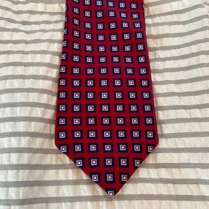 Nordstrom Red Tie with blue and white patterns FREE SHIPPING